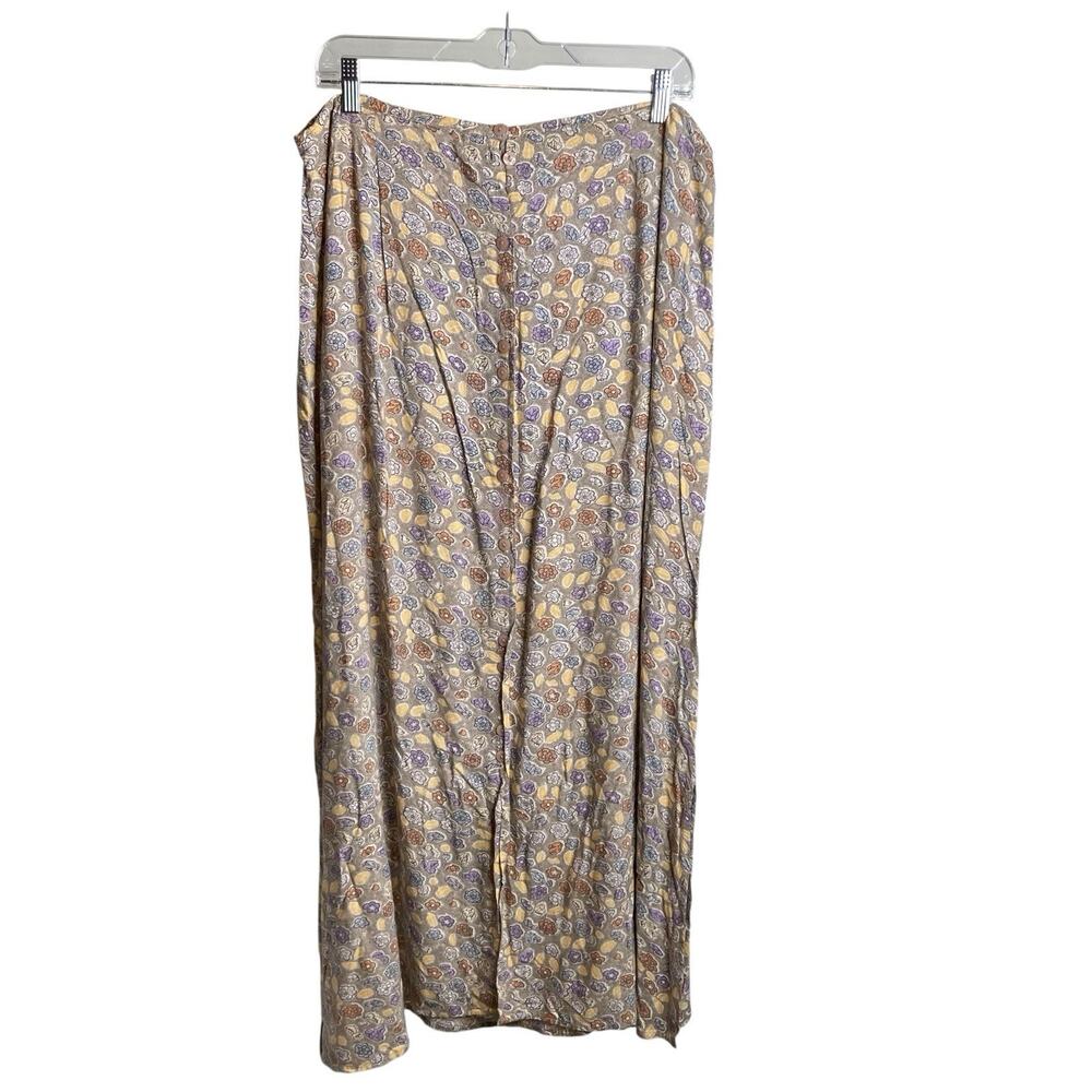 Vintage Putumayo 1980’s Women's Floral Maxi Skirt‎ Size XL Button Front Boho